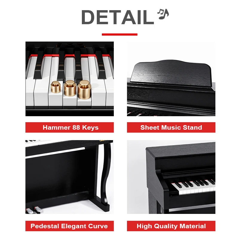 White Color High Quality 88 Keys Keyboard Electronics Digital Upright Piano