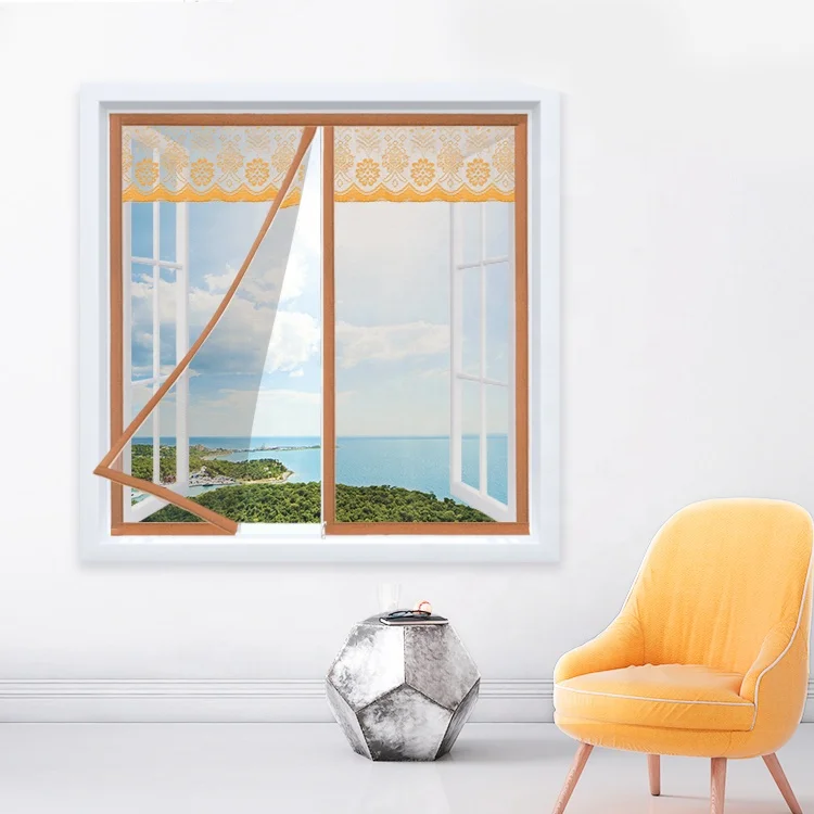 Multiple Patterns Zipper Closing Easy Window Mesh Screen Curtain