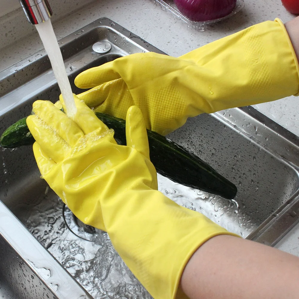 green powder free cotton lined  floral cuff mechanic oil resistance rubber gloves