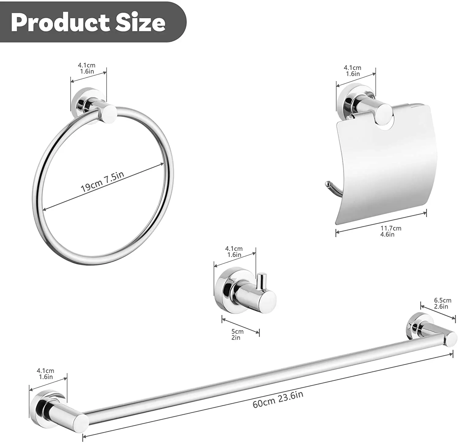 China Chrome zinc alloy hardware 4 piece washroom set toilet restroom sanitary fittings and bathroom accessories