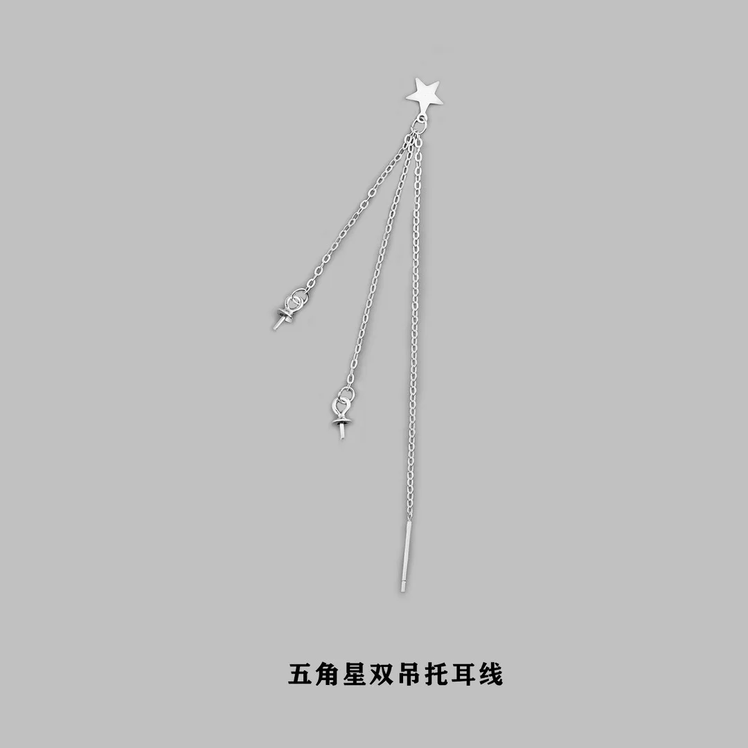 30pcs/bag S925 Sterling Silver U Shape Box Chain Ear Line With Loops & Peg Bails Link Chain Twisted Tassel Threader CZ Earring