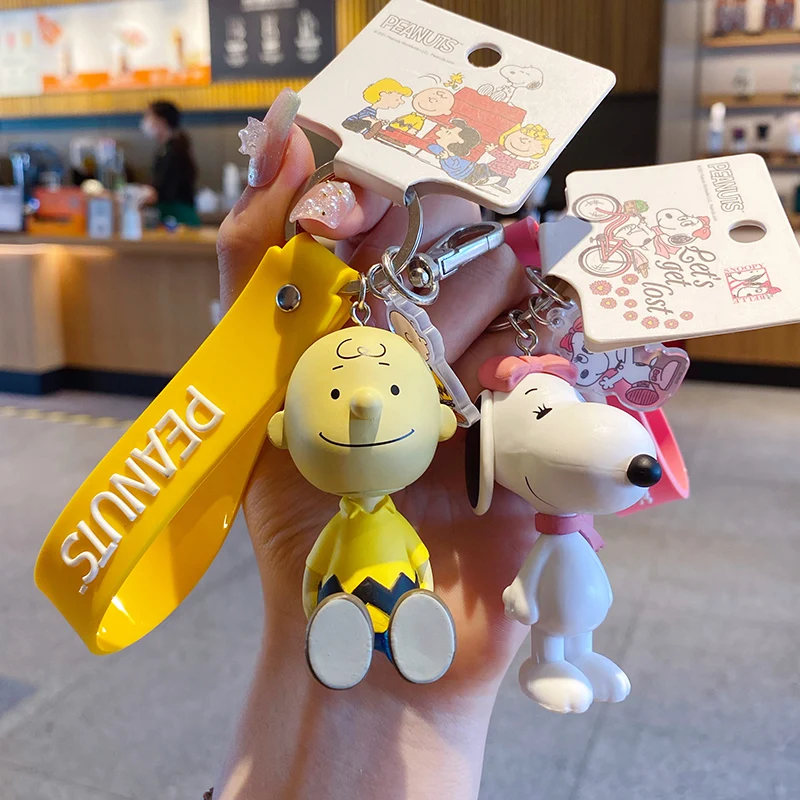 Baimao Genuine 2023 new cartoon Charley Dog doll key chain  Creative rubber 3D Snoopy Pendant PVC dog key ring