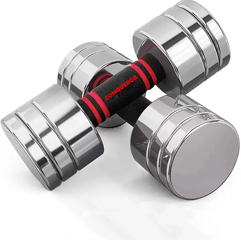 Adjustable Round Head Dumbbell Fitness Weight Lifting Chromed Stainless Steel Dumbbell