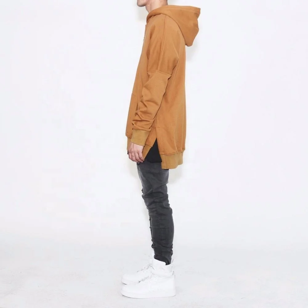 Custom mens streetwear drop shoulder hoodie with side splits wholesale xxxl xxxxl  hoodies unisex sweatshirts