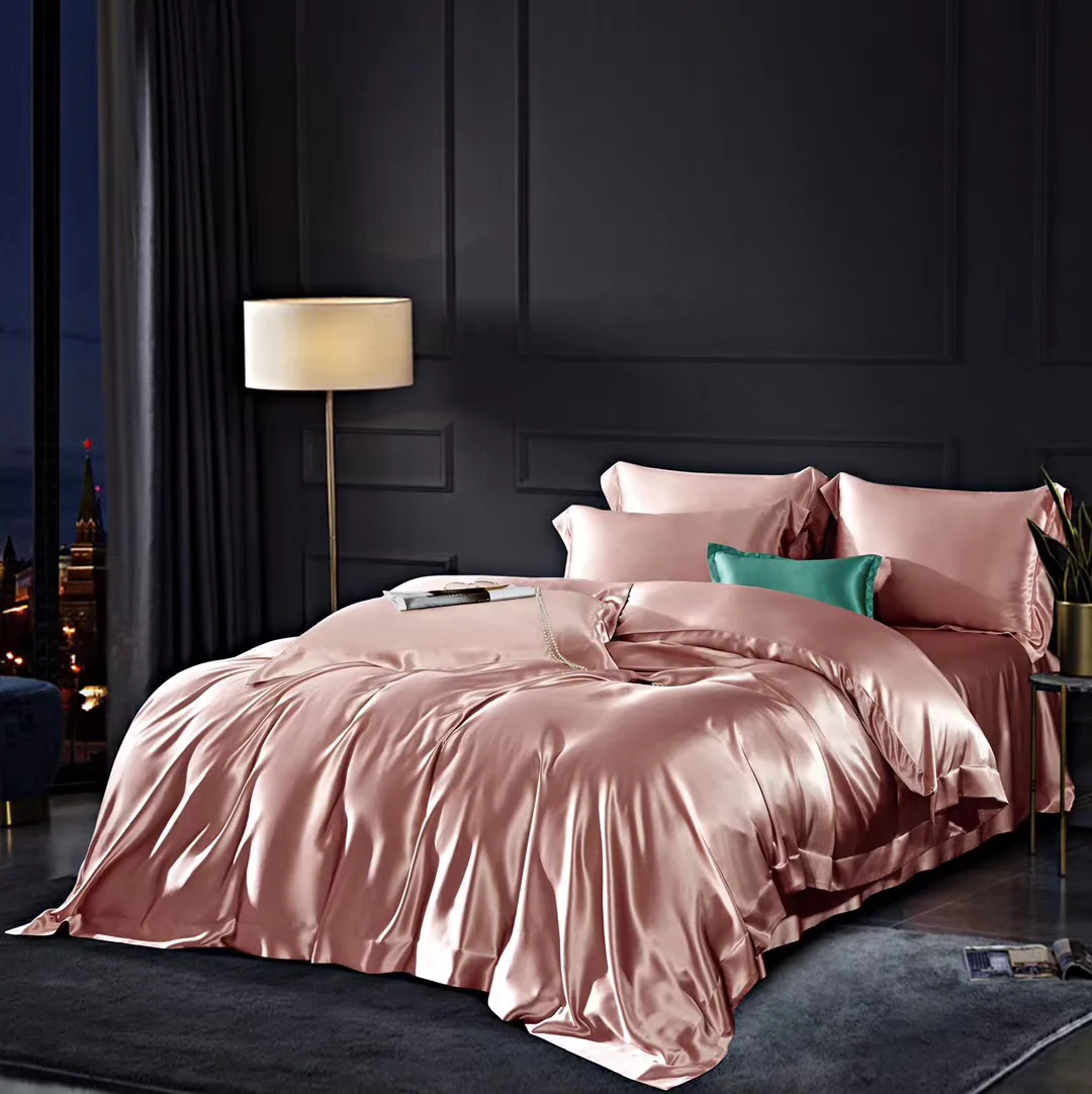 Luxury Satin Silk Sheets bedding set Pure Mulberry Silk Duvet Cover Set Silk Bedding Oeko-tex Qualified