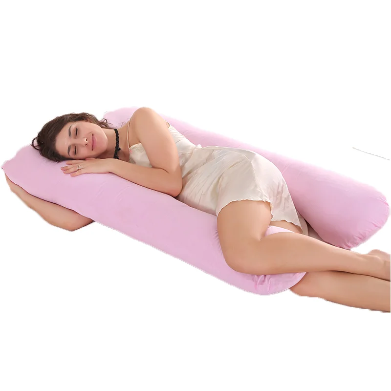 Suited Size U Shaped Pink Maternity Pillows With Cotton Pillow Case To Minimize Aches And Pains For More Deeply Restful Sleep