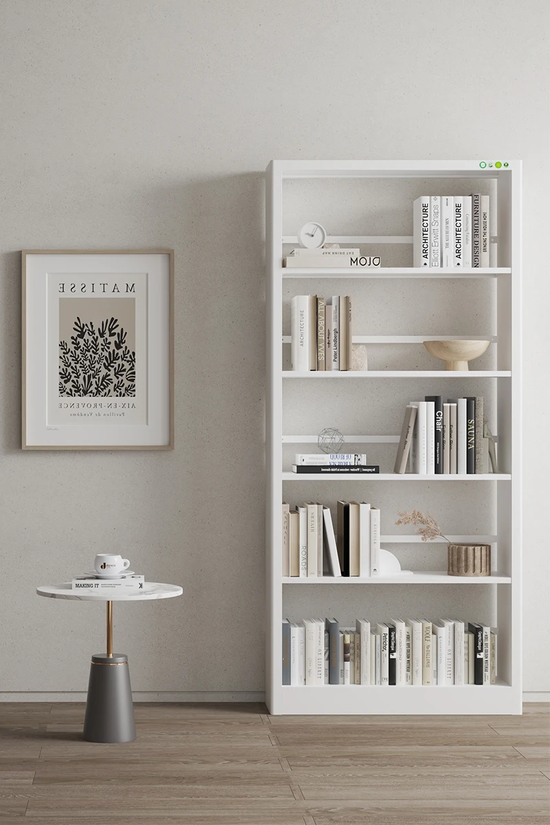 New Design Steel School Furniture Bookcase 5 Tier Metal Bookshelf