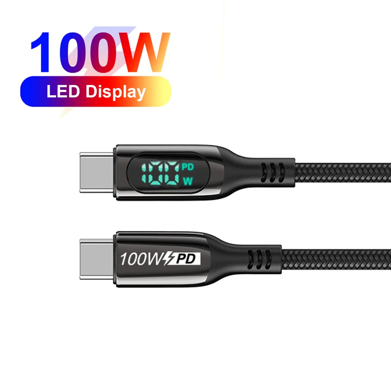  Блок питания 5A PD 100 Вт для ноутбука смартфона 20 в 5 А кабель быстрой зарядки с дисплеем отображение напряжения тока режиме реального