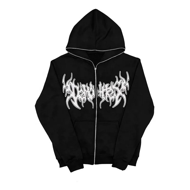 FORMLESSNESS Embroidered Hoodie Men 400 Gsm Thick Cotton Zipper Up Hoodie Custom Applique Patched Embroidery Hoodie