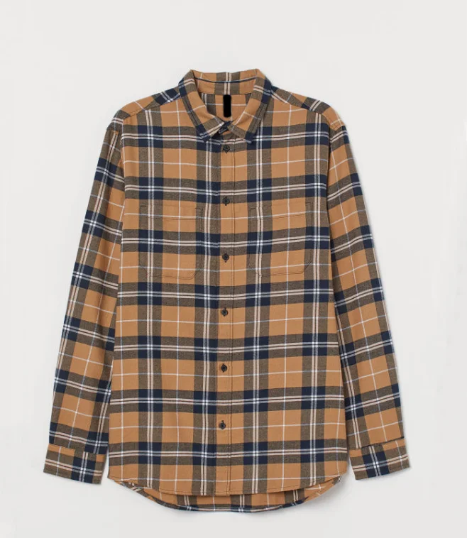 Winter Plaid Shirts Men Fashion Custom Logo Loose Casual Cotton Brushed Flannel Shirts