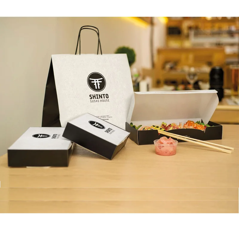 Japanese Restaurant Take-away Cardboard Premium Rigid Gift Magnet Sushi Box Custom Paper Sushi to go Packaging
