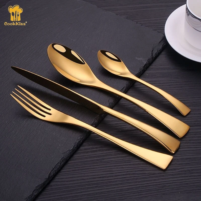 Cookkiss Metal Spoons Forks Knife Flatware Sets Silver Cutleri Restaurant Cutlery Set Stainless Steel Spoon And Fork