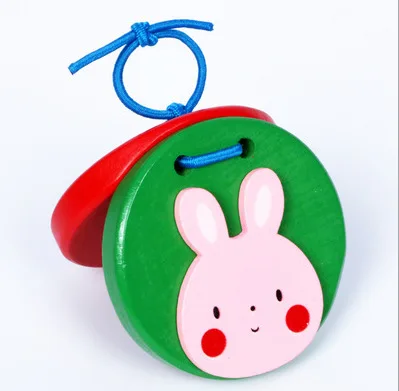Wooden Castanets Musical Instrument Percussion Kids Hand Bells Clappers Soundboard Round Finger Clap Board Musical Toys