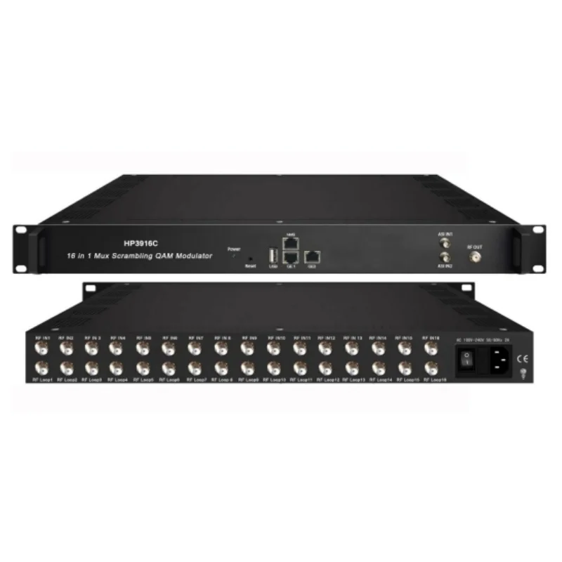 16 in 1 DVB-C(DVB-T/-(T)/-S/-S2/-S2X, ATSC, ISDB-T Optional) FTA tuner Mux Scrambling QAM Modulator