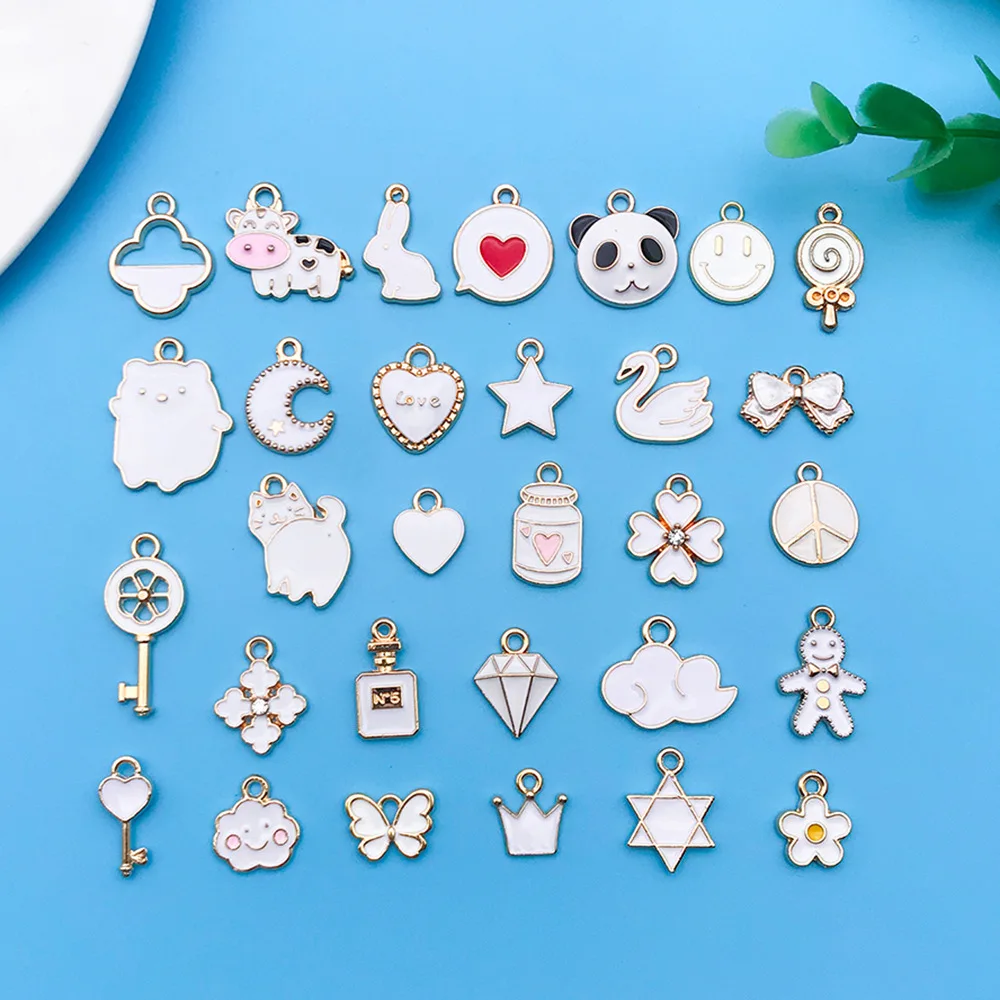 yuku mixed with 30 cartoon white dripping alloy ornaments small pendant handmade diy bracelet luggage accessories materials