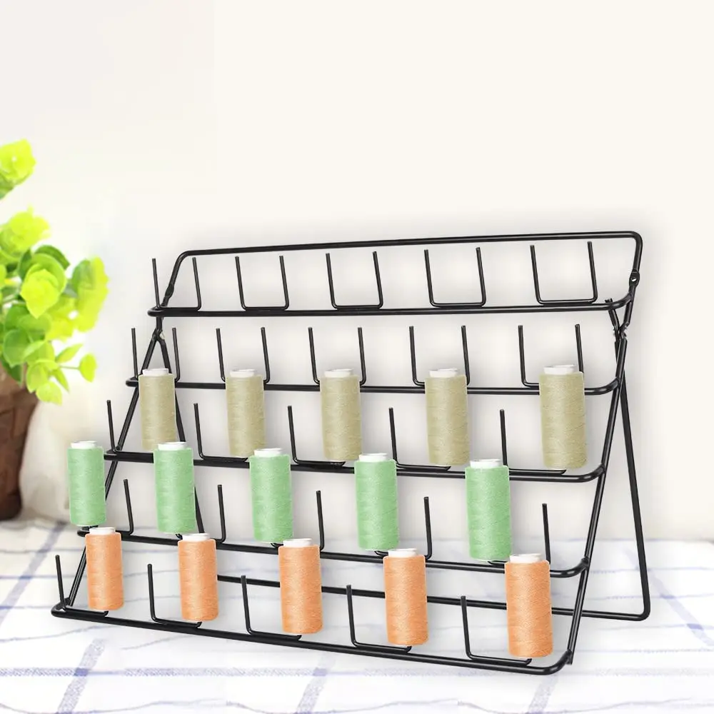 Wall Mounted Sewing Thread Rack Metal Collapsible Sewing Thread Holder with Hanging Tools