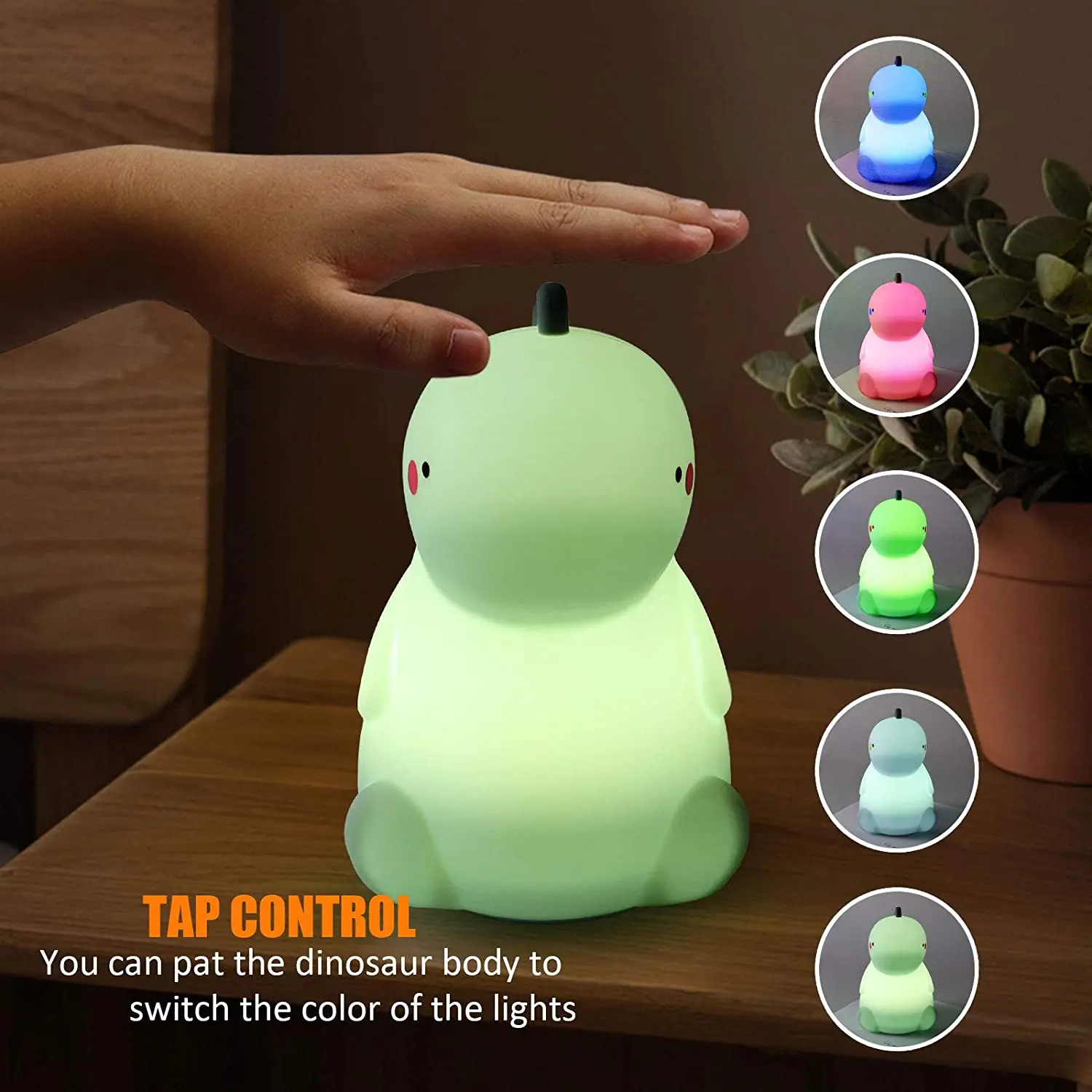 2021 Amazon New Mini Led Lamp Bedroom Children Silicone Kawaii Dinosaur Cute Night Light