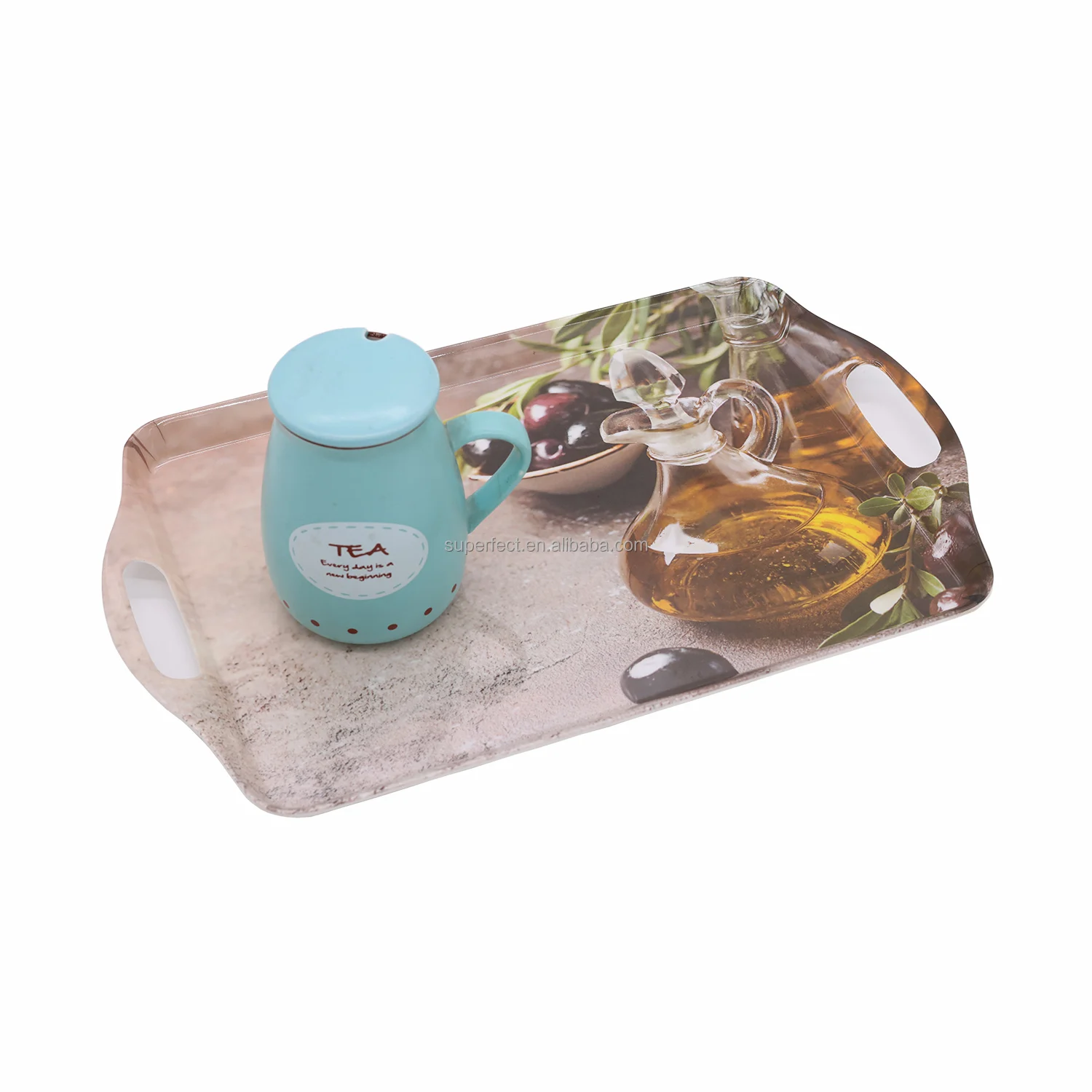 Factory Custom Classical Serving Tray Bamboo Fiber Dish Tray Plastic Melamine Tray