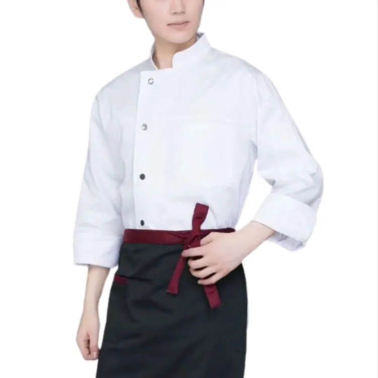 Wholesale Chef Jacket Uniforms Coat Unisex Black White Hotel Kitchen Restaurant Long Sleeve Chef Uniform Top
