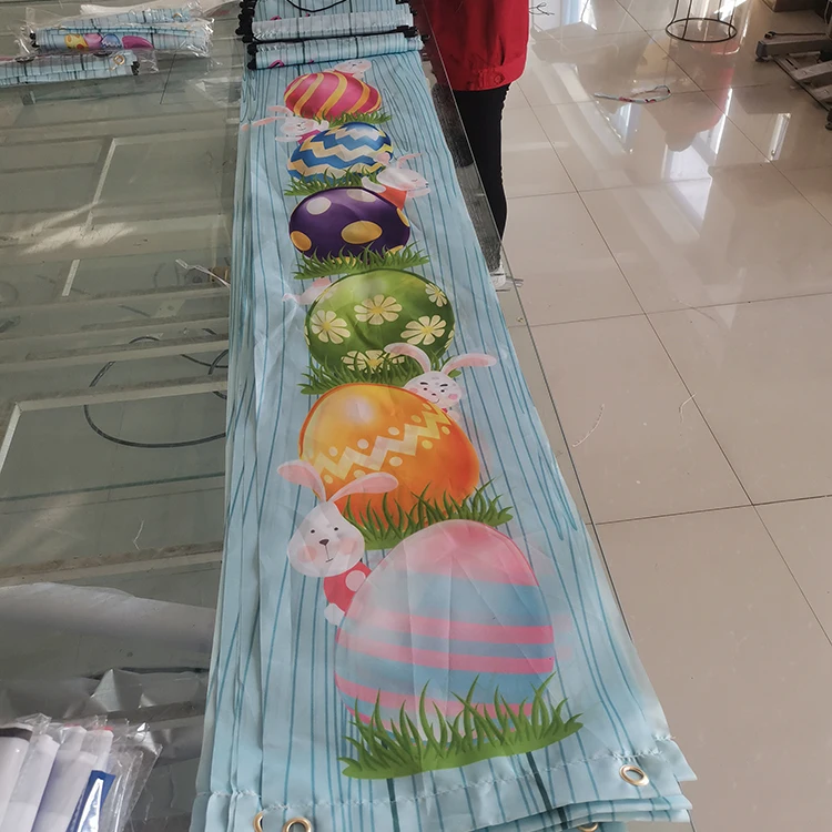 Easter Couplets With Rabbit Egg Outdoor Hanging Decoration 30x180cm Polyester Flag