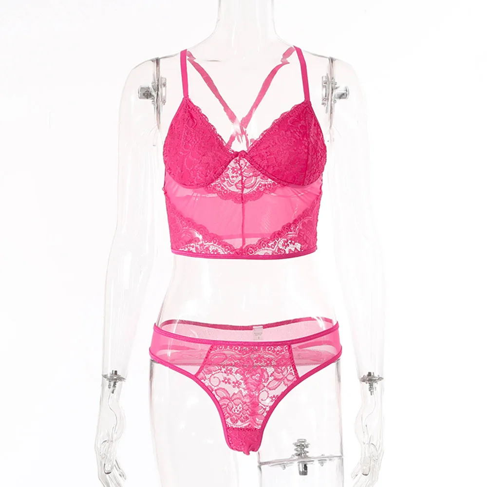 High quality lady sexy Underwear Adjustable shapewear for women bra set tight panties V-neck Erotic lace lingerie set