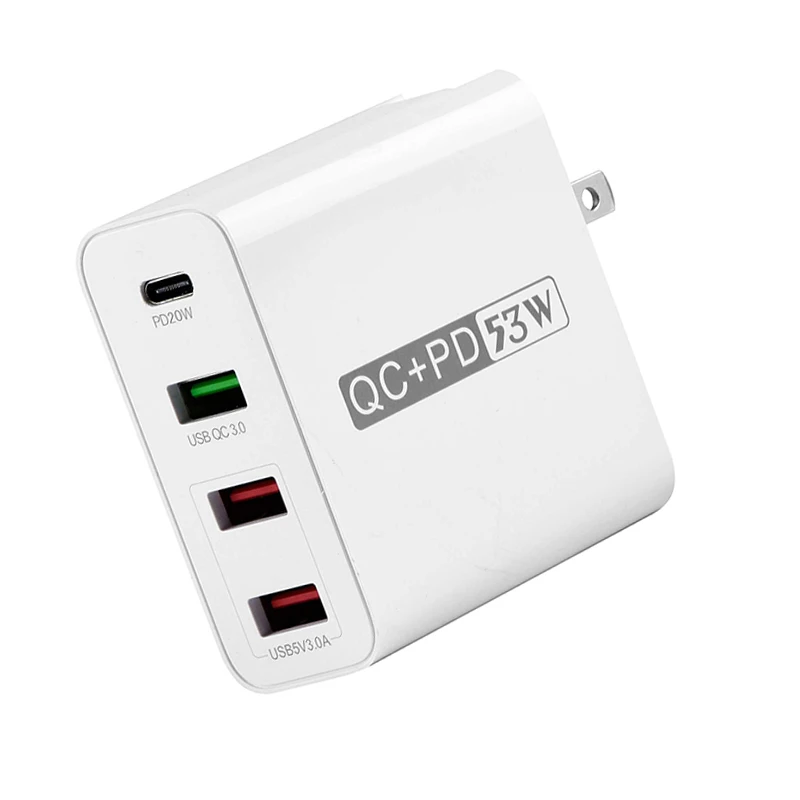 53w Qc3.0 сетевое быстрое зарядное устройство адаптер кабель с разъемом типа C Usb Pd 20 Вт для путешествий на мобильный телефон для быстрой зарядки для Iphone/12/13/xr,ipad Pro/ipod 2022