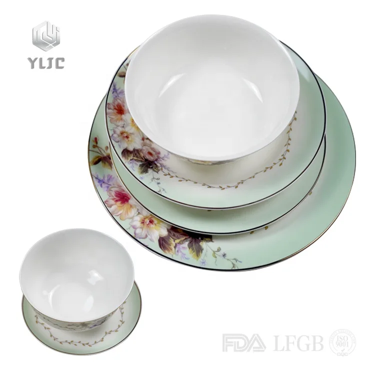 wholesale kitchenware porcelain turkish floral tableware  fine  bone china dinnerware sets
