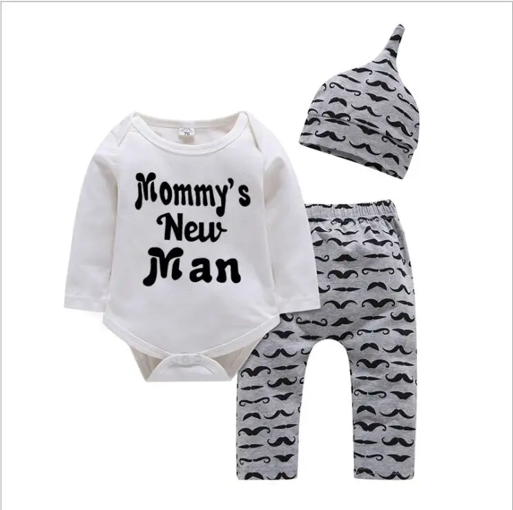 
Baby Boy Clothes Romper And Trousers 3PCS Outfits Whiskers Baby Boy Romper Set 