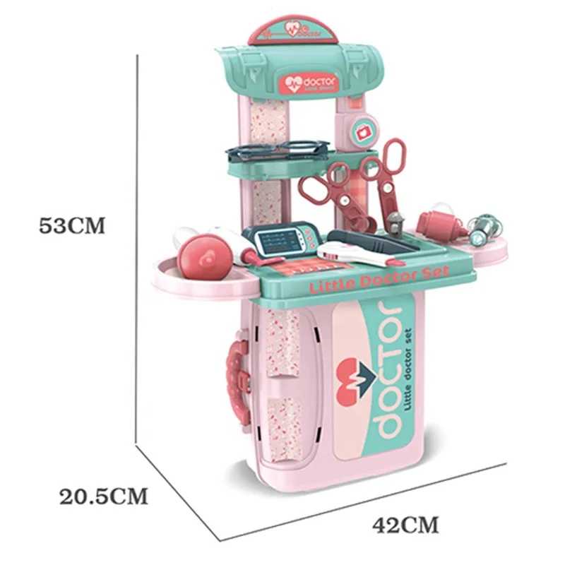 Pretend Play 3 in 1 Suitcase Kids Plastic Doctor Table Play Set Toy Preschool Doctor Play Set Toy Medical Kit Toy Suitcase
