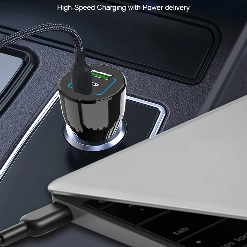  Автомобильное зарядное устройство USB 95 Вт с несколькими портами QC3.0 и PD3.0 для мобильных телефонов/ноутбуков быстрая