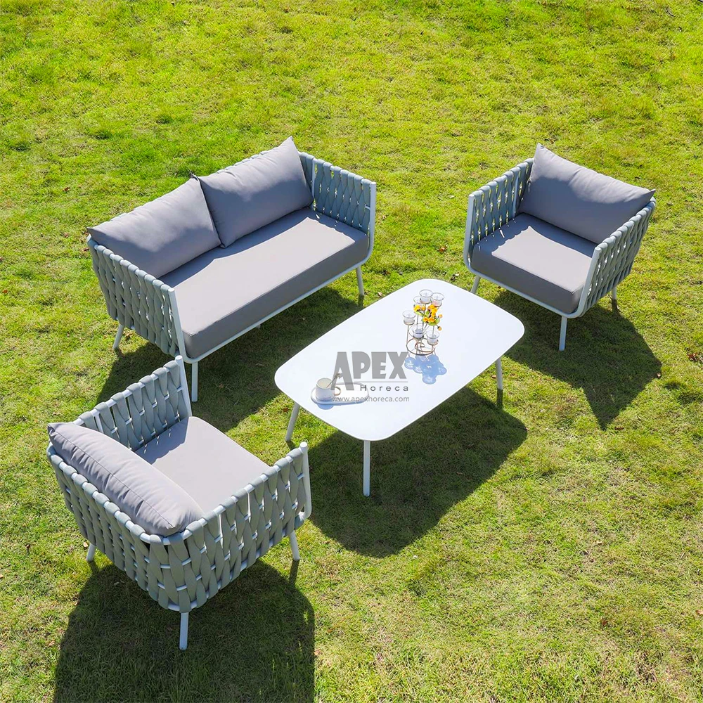 Outdoor PE rattan wicker weaving Patio sofa cheap outdoor Rope furniture rattan sofa