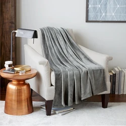 TEXbnb Luxury Throw Weave Flannel Fleece Blanket Throw Size Cozy Couch Bed Super Soft and Warm Plush Microfiber