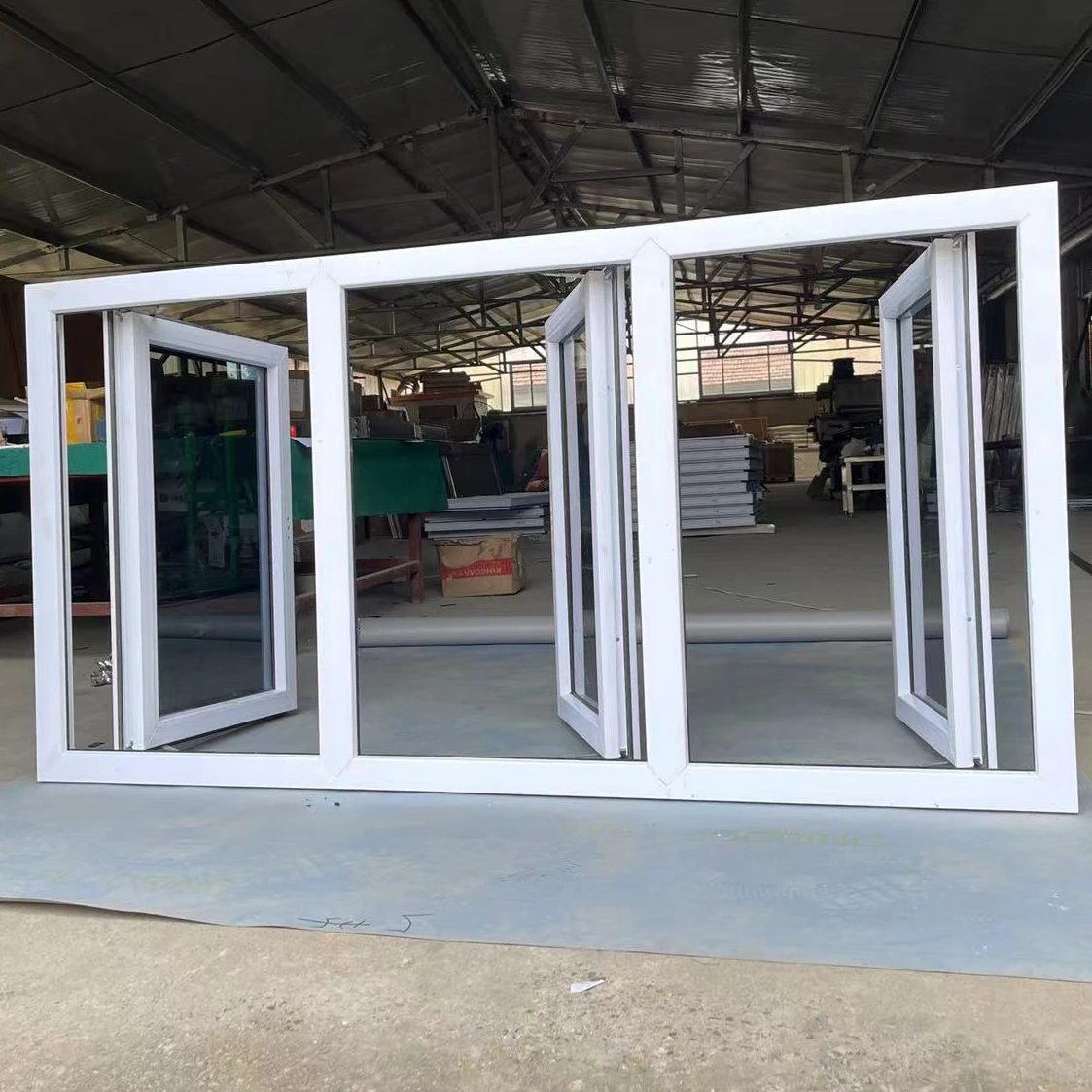 Factory price UPVC house doors windows 3 panel Double Tempered Glazed PVC casement windows