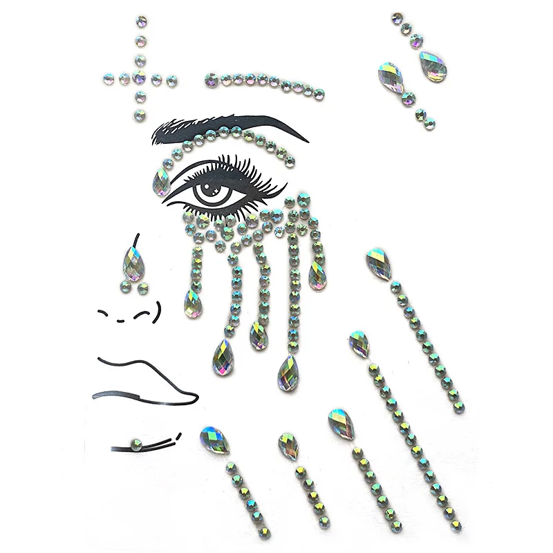 Newest 12 Styles Special Design Party Joy Tear Eye Sticker Glitter Adhesive Rhinestone Sticker Forehead Face Gems Sticker