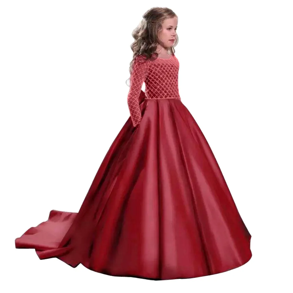 Latest sell well formal boutique fancy long ball gown wedding birthday evening little children kids girls party dresses 12years