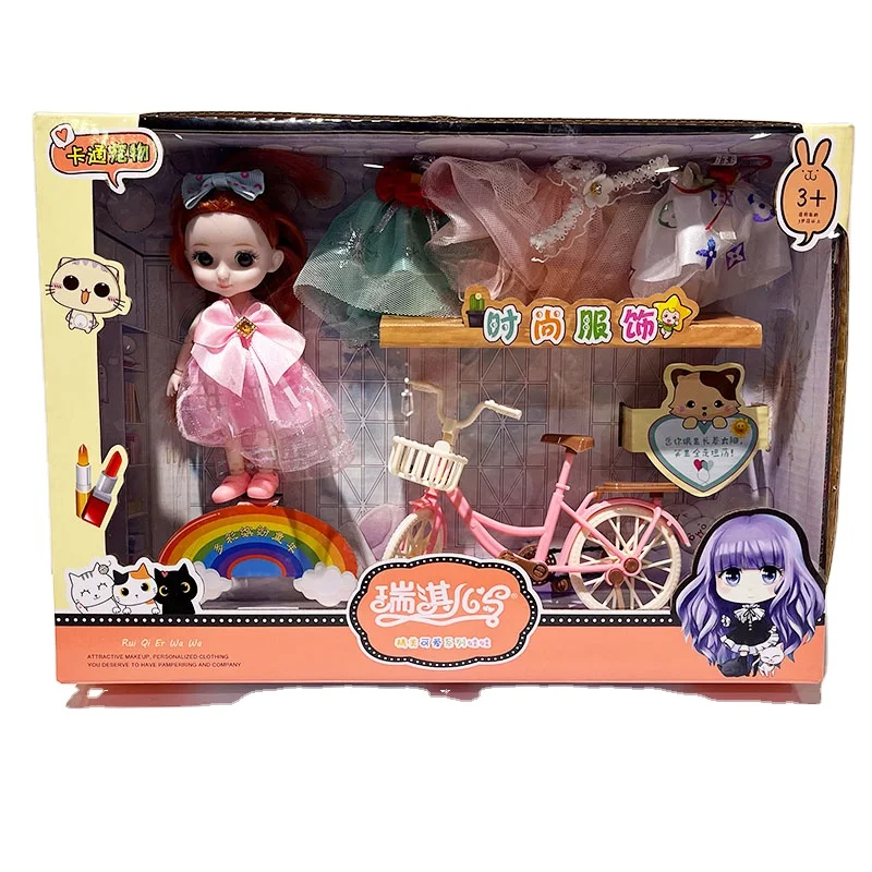 Hot selling 6-inch articulated doll dress with pink accessories and rich girl toys