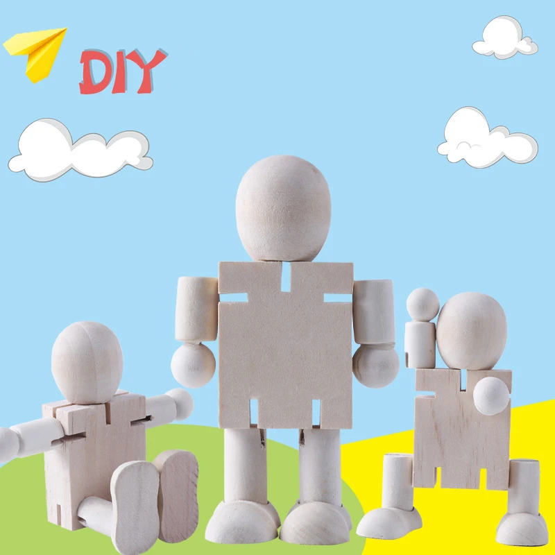Wholesale China Wooden Robot Home Figurines Decoration Wooden DIY Early Education Toys Nordic Wood Carving Crafts