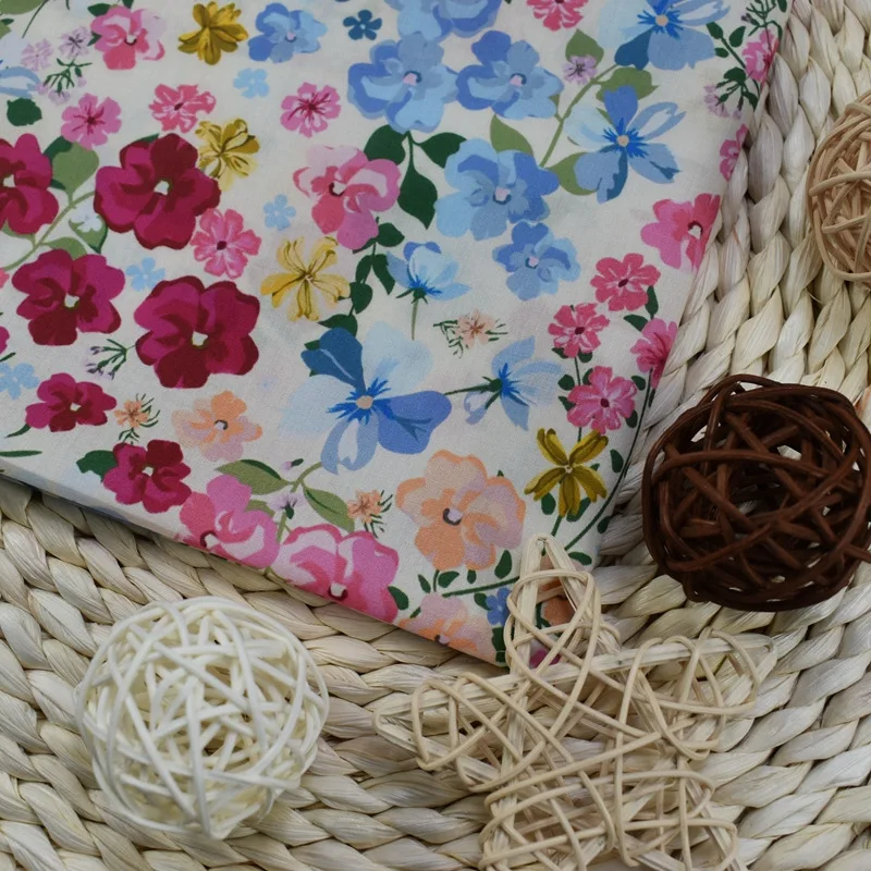 Low moq custom digital printing wholesale London lawn tana lawn high quality 100% flower cotton printed fabric floral for dress