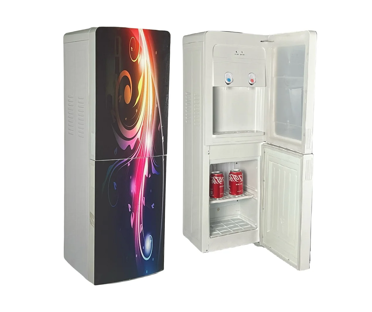 JINMING colorful customized glass door 5 gallon water cooler hot cold water dispenser with refrigerator compressor cooling Iraq