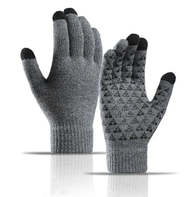 Men Women Winter Warm Gloves Touch Screen Gloves Knitted Soft Elastic Thick Gloves