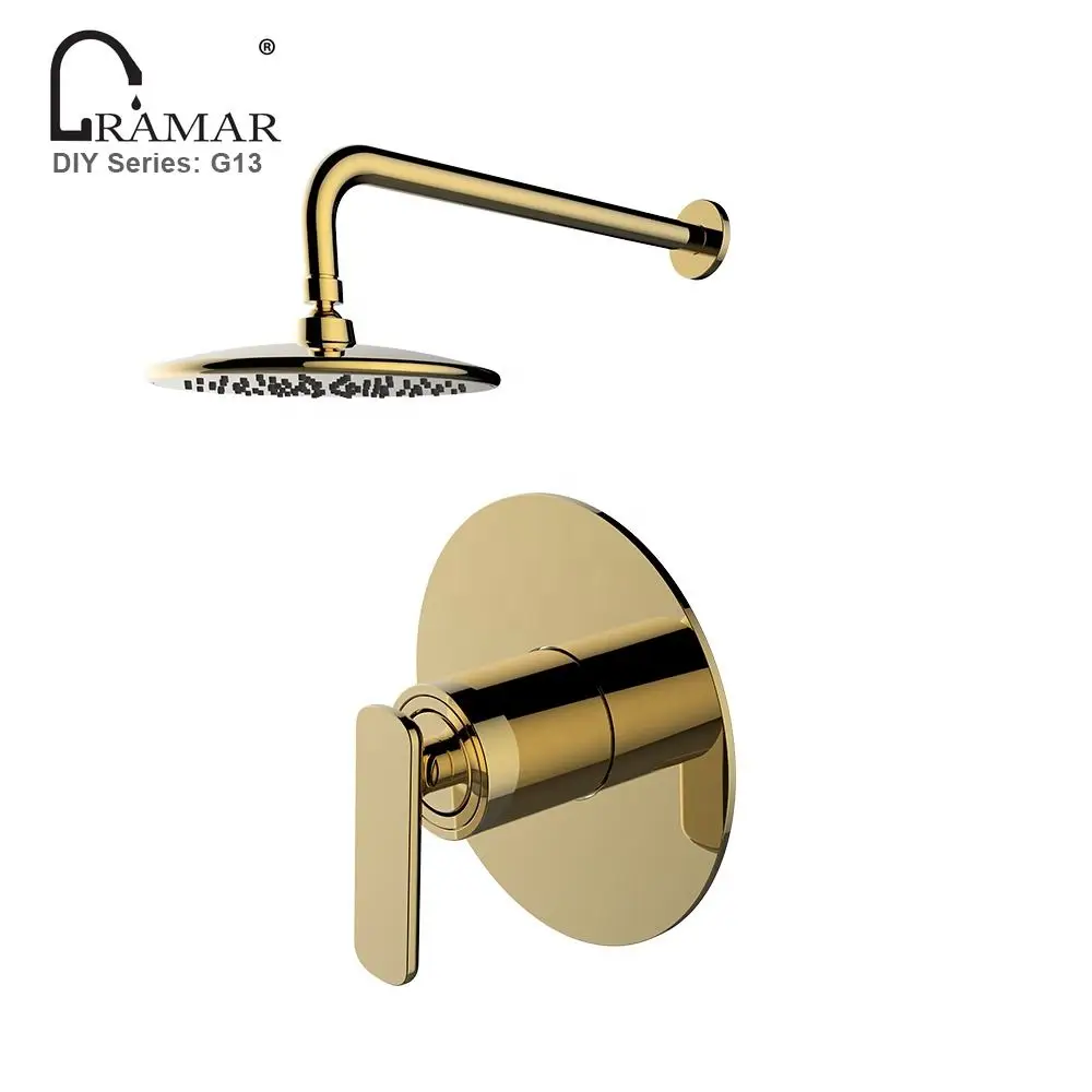 Solid Brass Built-in Bathroom Matt Black Shower Faucet Set without Hand Shower