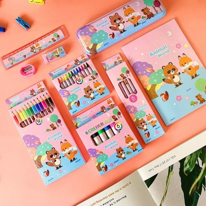 Good quality stationery set  carton styles kids stationery Wholesale Creative cartoon back to school stationery set