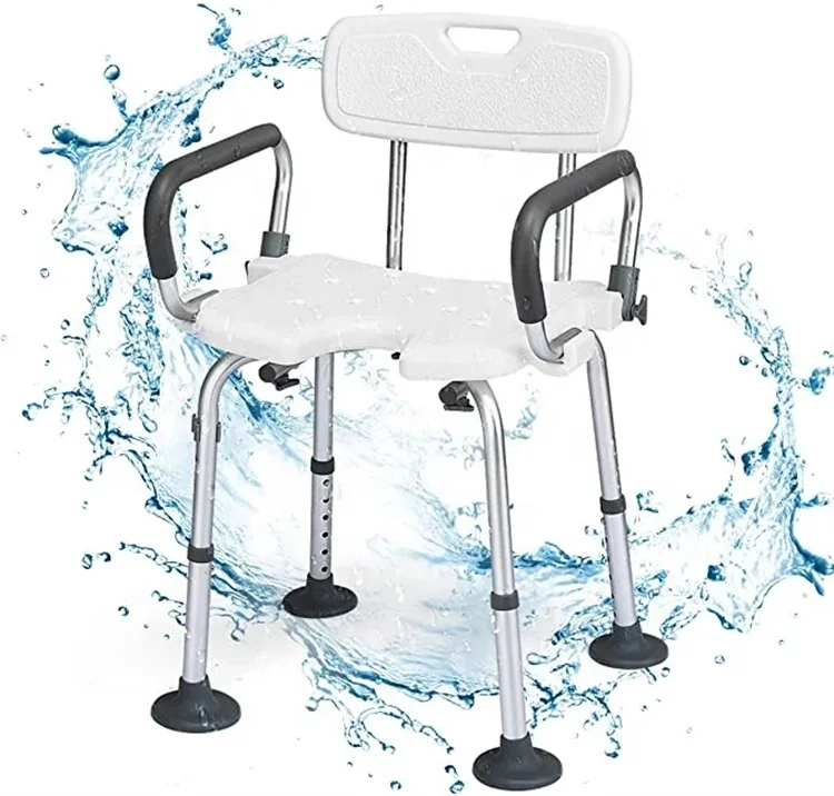 MSMT Tool-Free Assembly Height Adjustable Bath Bench for Seniors Elderly Disabled Heavy Duty Shower Chair Bath Stool Shower Seat