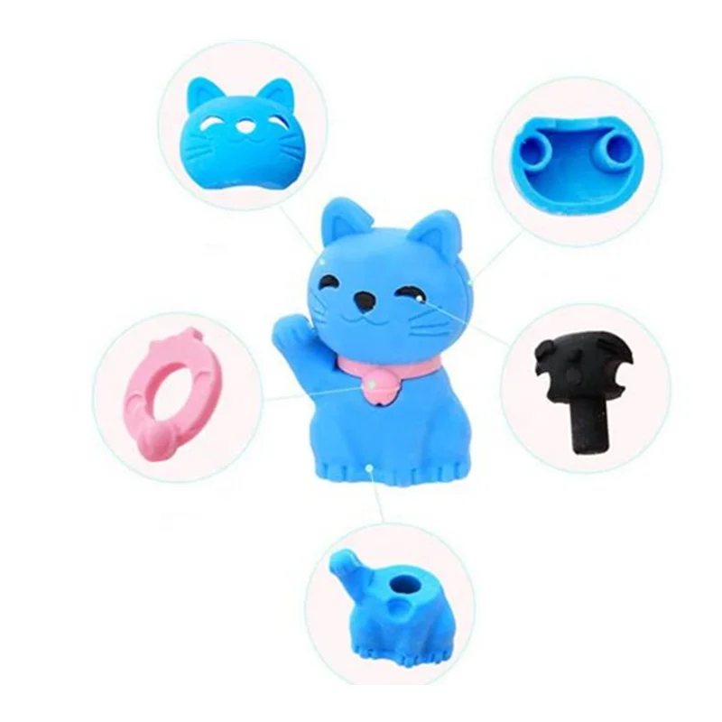 Pencil Erasers Gifts Toys for Students Cute Mini Food Animal Puzzle 3D Eraser