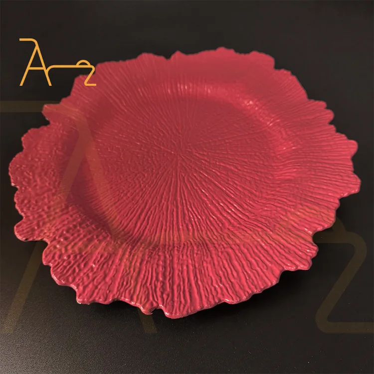 Wholesale Bulk Tableware Underplate Wedding Dinner Decoration Plastic Plate Acrylic Charger Plates With Silver Reef Party Plates