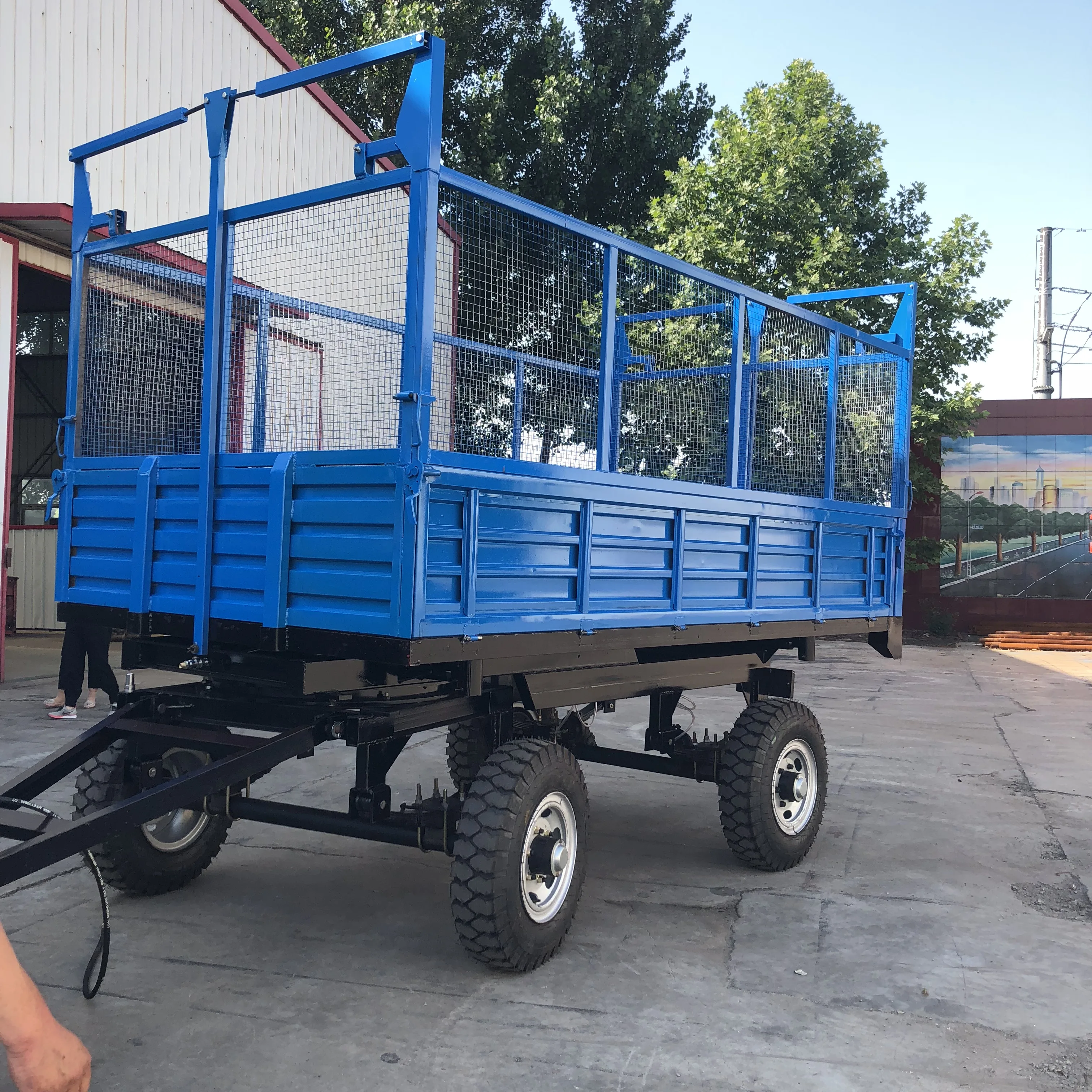 Best Factory Supply 1-13Tons 4 wheels Agricultural Tipping Trailer Tractor Mounted Trailer Left and Right Dump Farm Trailer