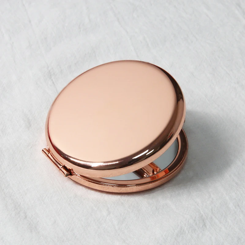 Round rose gold Metal Pocket Mirror Promotional Gift Blank Laser Engrave compact mirrors mini small dressing makeup mirror