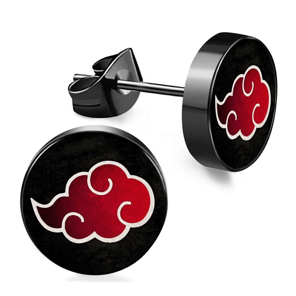 Серьги Narutos 8 мм из нержавеющей стали серьги японского аниме Akatsuki