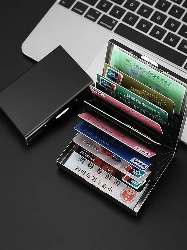 10 Cards RFID Secure Credit Card Holder Metal Card Wallet with 10 Inner Slots With PU Leather