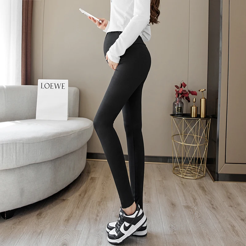 Plus Size Solid Color High Waist Maternity Wear Breathable Sweat-wicking Woman Clothing Leggings Maternity